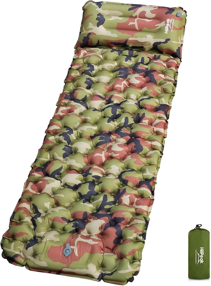 HiiPeak Sleeping Pad for Camping- Ultralight Inflatable Sleeping Mat with Built-in Foot Pump & Pillow, Upgraded Compact Camping Air Mattress for Tent, Backpacking, Hiking