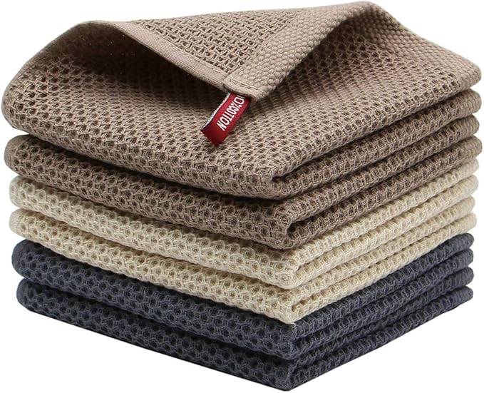 Mia'sDream Cotton Dish Towels for Kitchen, Soft Washcloths, Dish Rags Dish Cloths for Washing Dishes, Absorbent Kitchen Towels, Hand Towels for Bathroom, 12inchx12inch 6 Pack (Multi Color)
