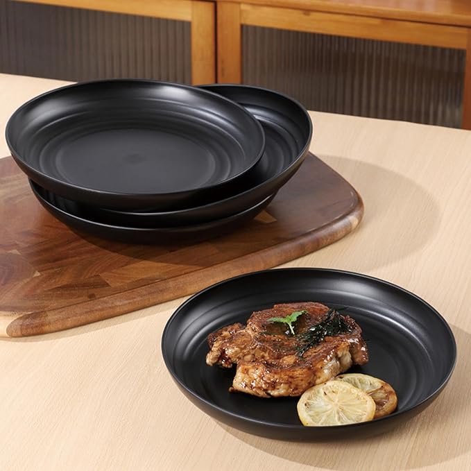 Wheat Straw Plates, Unbreakable Dinner Plates Set of 6, 8 Inch Plastic Plates Reusable, Dishwasher & Microwave Safe, Lightweight Salad Plates for Camping/Kitchen