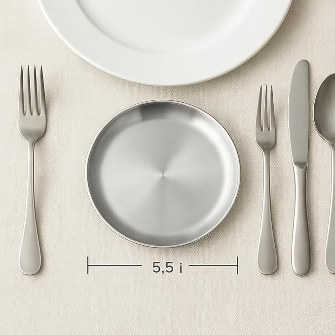 Stainless Steel Plates Set of 2 Metal Dishes Dinner Tray 5.5 Inch for Snack,Nut, candy,Camping Plate, Shatterproof Dishwasher Safe