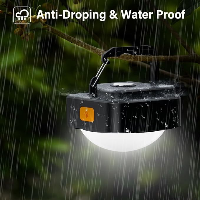 Rechargeable Camping Lights FLY2SKY 2Pcs Black Tent Lights Mini Flashlight Portable LED Camping Lantern Survival Gear Camping Accessories for Hiking Backpacking Fishing Hurricane Emergency Outage