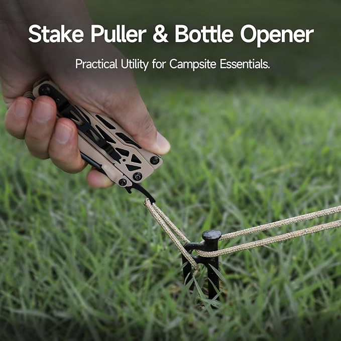NexTool Camper CP10 Multitool，12-in-1 Multi tool with Scissors, Fire Starter, Tent Stake Puller, Locking Knife & Saw – EDC Gear for Outdoor, Hiking, Backpacking，Gifts for Men