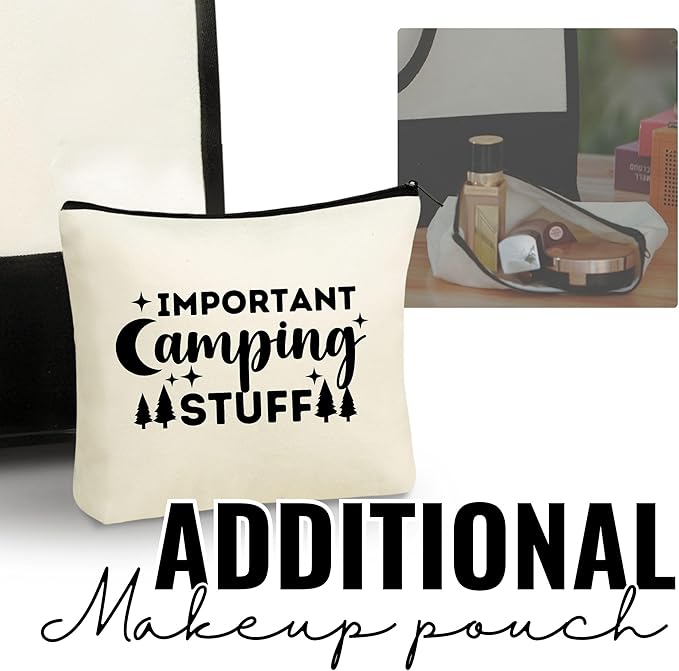 InnoBeta Camping Gifts for Women, Canvas Tote Bag for Mom, Frineds, Coworkers, Bag with Top Zipper Closure and Shoulder Strap