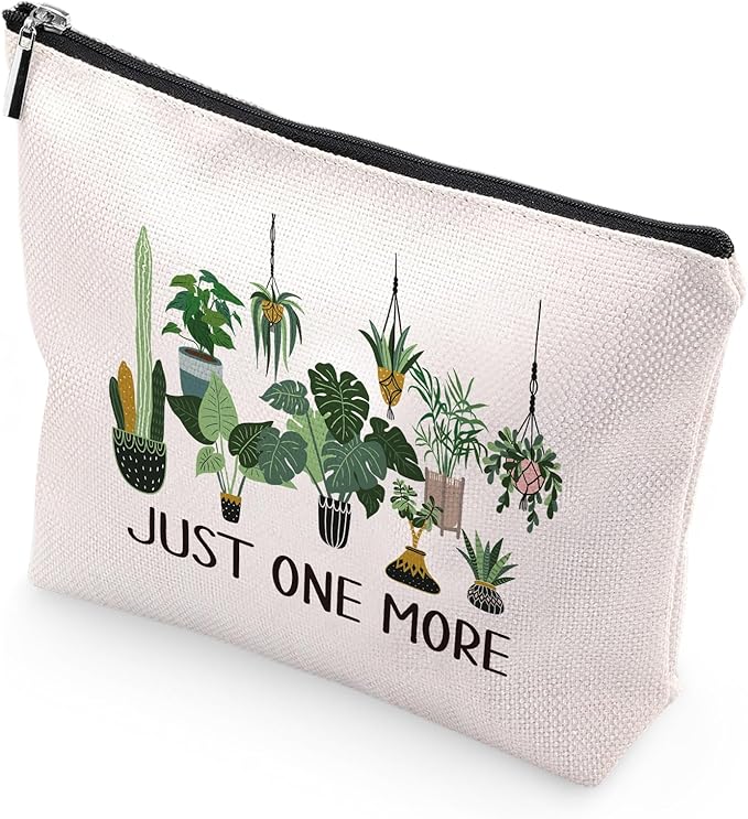Sitsink Plant Lover Makeup Bag - Botanical Gifts for Women, Just One More Plant Cosmetic Bag, Funny Gardening Birthday Present
