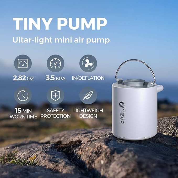 FLEXTAILGEAR Portable Air Pump for Inflatables, 2.82oz Classic Tiny Air Pump, Rechargeable Electric Air Pump to Inflate Deflate for Camping Gear Pool Floats Air Mattress