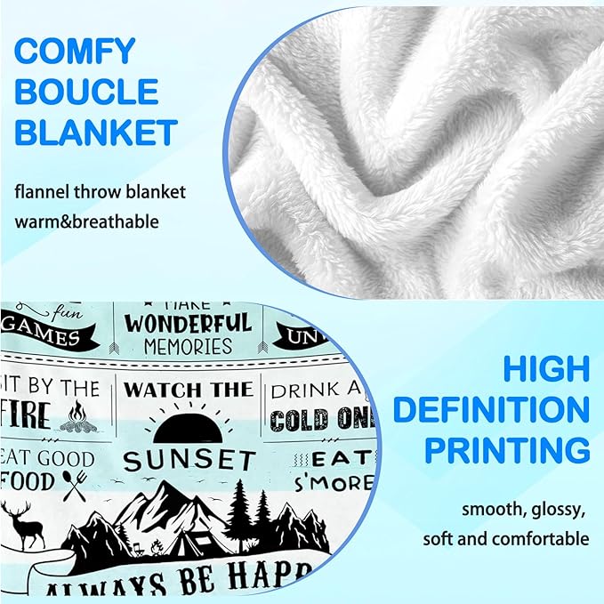 Camping Gifts for Women/Men, Camping Rules Blanket, Camp Stuff, Camp Essentials, Camper Decor for Outdoors, RV Owners Travel 60"x50"