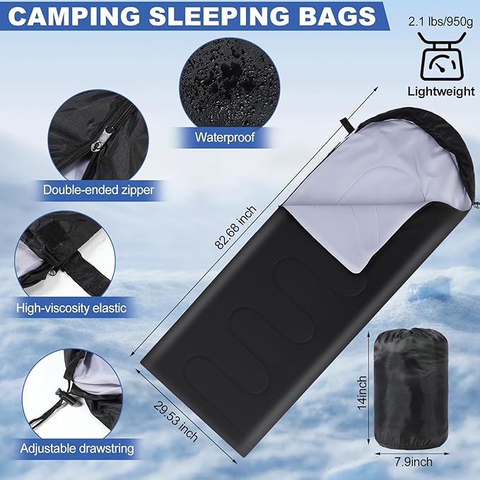 Chicingyou 8 Pcs Portable Emergency Thermal Blanket Camping Sleeping Bag Solar Rechargeable Flashlight Emergency Safety Whistle Gloves Scarf Socks Beanie Set for Camping Hiking Travel Hunting (Green)