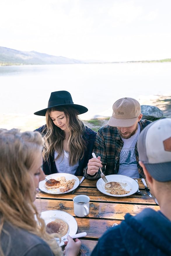 Stansport Deluxe 24-Piece Enamel Tableware Set - Enamel Plates and Bowls Lightweight and Durable Camp Dish Set for Camping and Backpacking Plates and Bowls for 4 People
