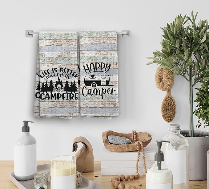 OQL Camping Kitchen Towel Set of 2, 1624 Inches - Camper Kitchen Accessories and Decor, Gifts for Women Campers