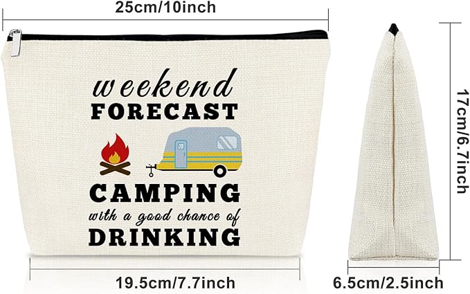 Happy Camper Cosmetic Bag - Makeup Travel Bag for Women, Couples & Campers - Accessory for Travel Trailers & Gifts for Birthday, Christmas, Graduation