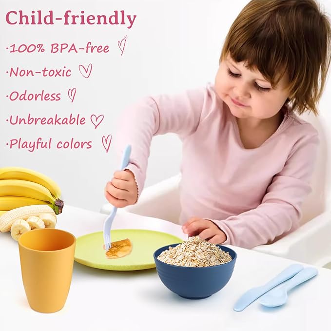 Homienly Mini Appetizer Plates 5.7-inch Wheat Straw Plates Set of 8 - Unbreakable Small Dessert, Snack, Salad Plates - Dishwasher Safe - Vibrant Memphis Colors