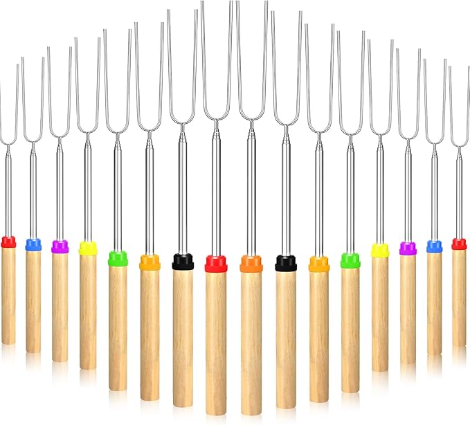80 Pack 32 Inch Marshmallow Roasting Sticks Bulk, Smores Skewers for Fire Pit Kit, Hot Dog Camping Skewers Accessories Campfire Marshmellow Extendable Forks Bbq Tools Smores Sticks