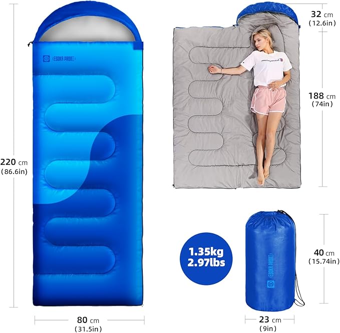Sleeping Bags for Adults&Kids,Lightweight Waterproof Warm Weather Sleeping Bag,Compact Portable Sleeping Bag for Camping,Essentials Gear for Camping Hiking Outdoor Travel