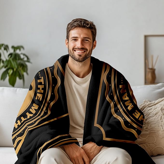 Wazzio Happy Birthday Gifts for Men, Men Birthday Gifts for Christmas Thanksgiving, Blanket for Man, Throw Blanket for Him, Creative Gift for Dad, Grandpa and Uncle, 50"x60"