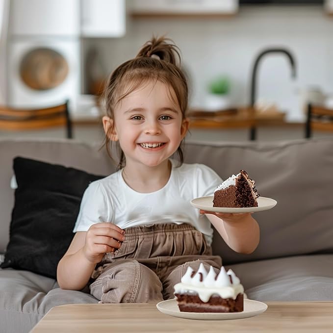 Homienly Small Plates | 5.7 Inch Lightweight & Unbreakable Wheat Straw Plates | Mini Dessert Plate Set, Microwave & Dishwasher Safe Set of 8 -Beige