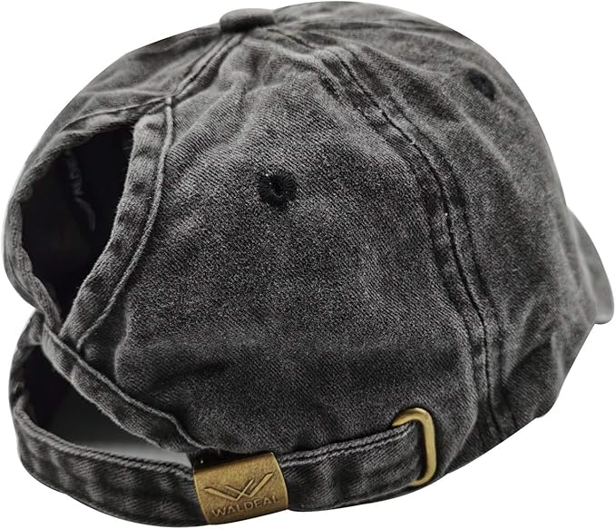 Waldeal Women's Embroidered Adjustable Ponytail Hat Low Profie Washed Baseball Cap