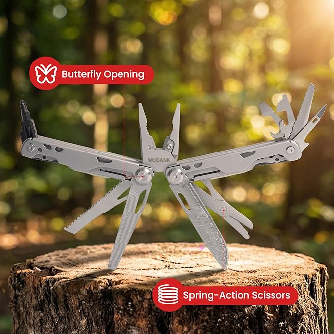 Multitool, 29-in-1 Stainless Steel Multi Tool Pliers with Screwdriver Sleeve, Damascus Pocket Knife, Nylon Sheath for Survival Camping, Hunting and Hiking