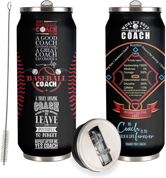17 Oz Stainless Steel Baseball Coach Travel Tumbler, 500ml/17oz