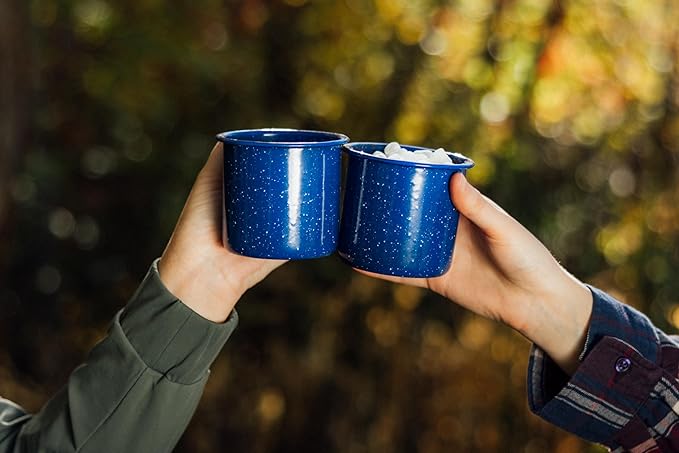 4-Person Enamelware Dining Set for Camping and Backpacking - Camping Gear Essentials for Camping and Backpacking by Caddis Sports