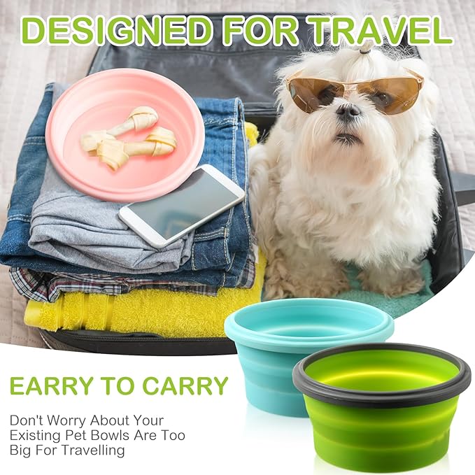 Suclain 4 Pcs Collapsible Bowls with Lids Silicone Camping Food Storage Container Expandable Folding Salad Lunch Box Travel Container for Hiking Camping