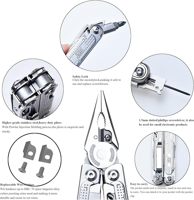 SQT2048 20-in-1 Multitool, Foldable & Self-Locking, Professional Tool for DIY, Home Repairs, Outdoor Camping – Must-Have Gifts for Men, Compact, Durable, All-in-One Tool for Every Task