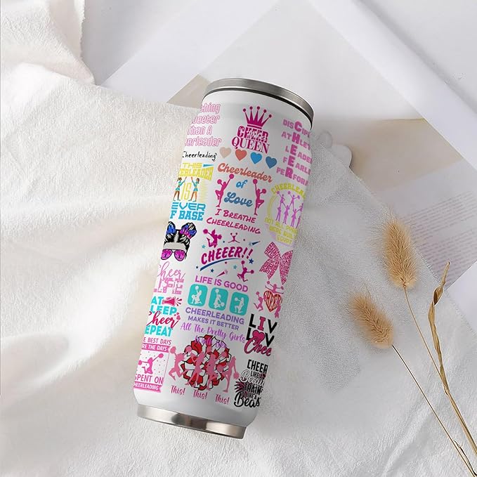 Cheerleader Tumbler Cup,Cheer Gifts For Girls Women,Cheerleading Mug,Cheerleading Gift for Girls Teen Birthday for Cheer Coach Friend Besties Stainless Steel Tumblers 17oz