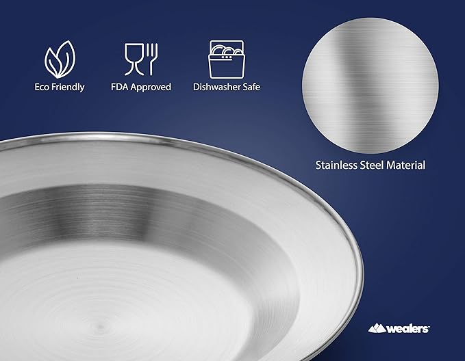 Unique Complete Messware Kit Polished Stainless Steel Dishes Set| Tableware| Dinnerware| Camping| Includes - Cups | Plates| Bowls| Cutlery| Comes in Mesh Bags