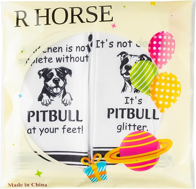 R HORSE Pitbull Kitchen Dish Towel - 5Pcs Cute Pitbull Cleaning Dishcloth Animal Dog Absorbent Bar Quick Dry Hand Towel Tea Towels for Women Housewarming Birthday Bathroom Kitchen Home Decors