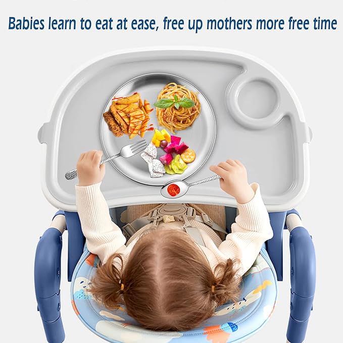 HaWare 6-Piece 18/8 Stainless Steel Plates, Metal 304 Dinner Dishes for Kids Toddlers Children, 10 Inches Feeding Serving Camping Plates, Reusable and Dishwasher Safe