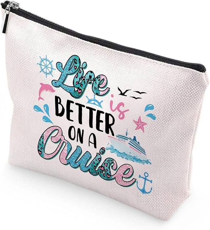 Sitsink Cruise Lovers Gifts for Women - Unique Vacation Cosmetic Bags, Summer Makeup Bags for Women, Anchor Gifts for Girls BFF Birthday