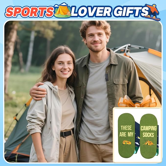 HAPPYPOP Sports Gifts for Men Women - Gifts for Camper Lifter, Hunting Golfing Socks