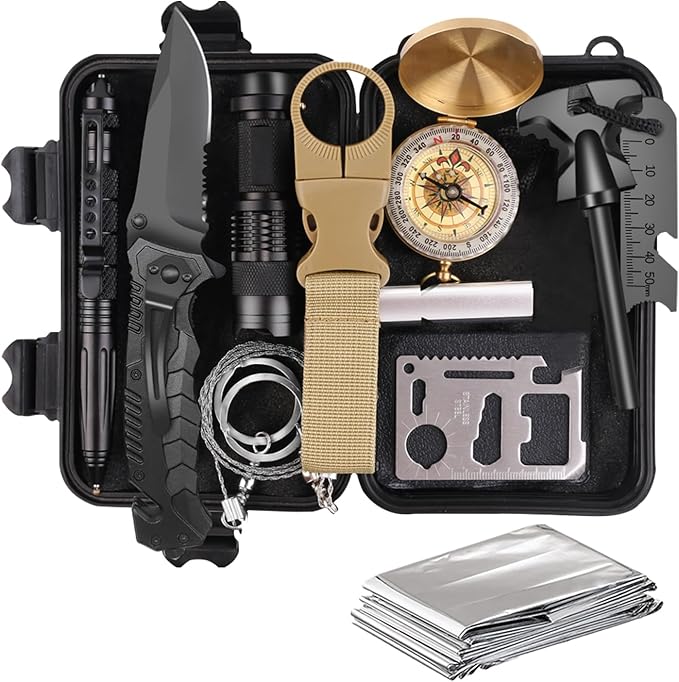 Gifts for Men Dad Husband Him Fathers Day, Survival Kit, Emergency Survival Gear and Equipment 14 in 1, Anniversary Birthday Gifts for Him Boyfriend, Hunting Fishing Camping Accessories, Cool Gadget