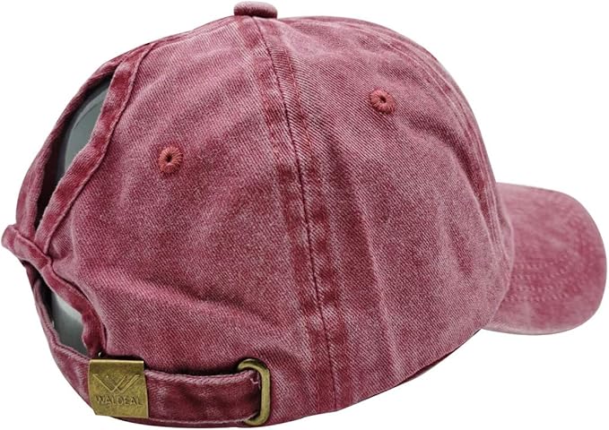 Waldeal Women's Embroidered Adjustable Ponytail Hat Low Profie Washed Baseball Cap