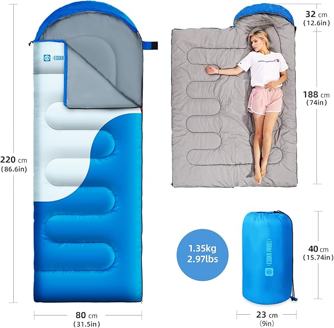 Sleeping Bags for Adults&Kids,Lightweight Waterproof Warm Weather Sleeping Bag,Compact Portable Sleeping Bag for Camping,Essentials Gear for Camping Hiking Outdoor Travel