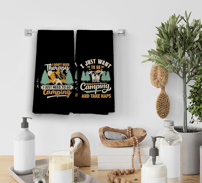 Camp Towel, Camper Gifts, Camping Tents Decor, Kitchen Towels, Set of 2, 16x24