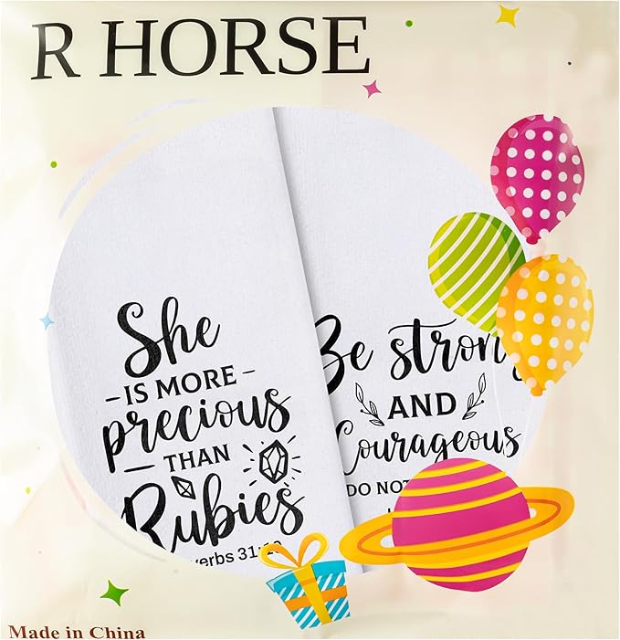 R HORSE Religious Christian Kitchen Dish Towel - 5Pcs Bible Verse Cleaning Dishcloth Inspiration Scripture Absorbent Bar Quick Dry Hand Towel Tea Towels Xmas Gift for Women Men Housewarming Decor
