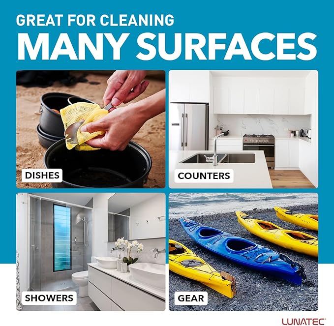Lunatec Odor-Free Kitchen Dishcloths. A Scrubber and scouring pad for All Surfaces. (4-Pack)