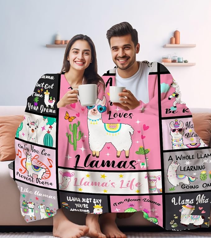 Llama Blanket Llamas Gifts for Women Girls,Cute Alpaca Throws and Blankets Flannel Llamas Sofa Couch Bedroom Living Room Decor Gifts for Llama Lovers 50"x40"