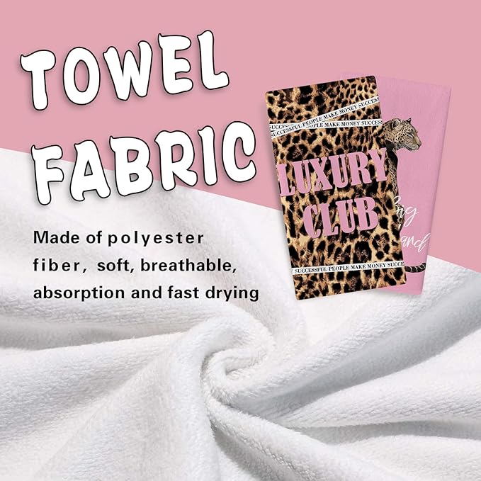 Leopard Print Pink Kitchen Dish Towels Set of 2, Inspirational Cheetah Dream Big Hustle Hard Girl Women Drying Hand Towel Baking Cooking Cloth, Luxury Club Bathroom Home Decoration 18'' x 26''