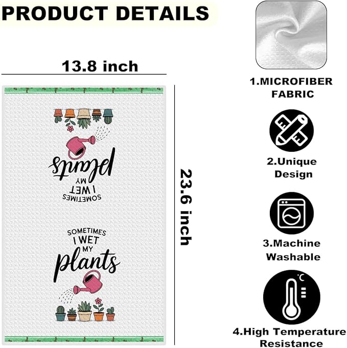 2PCS Gardening Gifts for Plant Lovers Kitchen Towel, Succulent Cactus Plant Gifts for Women Lady Mom Gardener Teacher, Kitchen Hand Towels , Waffle Weave Dish Tea Towels