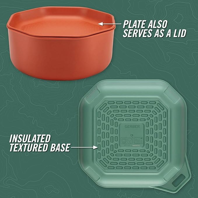 Gerber Gear ComplEAT Tableware Set - Polypropylene Camping Cookware - Portable Outdoor Tableware - 4 Plates, 4 Bowls & 1 Mixing Bowl