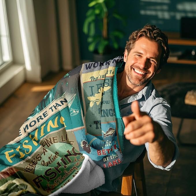 Ryubein Fishing Gifts for Men, Fishing Gifts, Gifts for Fishermen, Fishings Present for Men Women Teen Boys Dad Unique, Gifts for Man Who Love Fishings, Fishing Blanket 50" X 60"