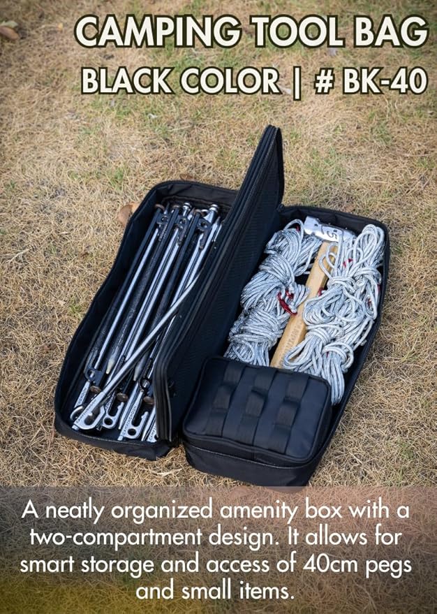 CAMPINGMOON MOLLE System Tactical Camping Gear Organizer Utility Tool Bag w PP Board Support Dual-Layer Rigid Storage Case Tent Stakes Tools