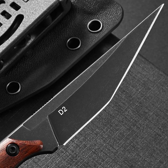 Ccanku C1140 Fixed Blade Knife,D2 Blade Dalbergia Handle Claw Knife for Outdoor, EDC Tool, Survival, Hiking, Camping(Dalbergia)