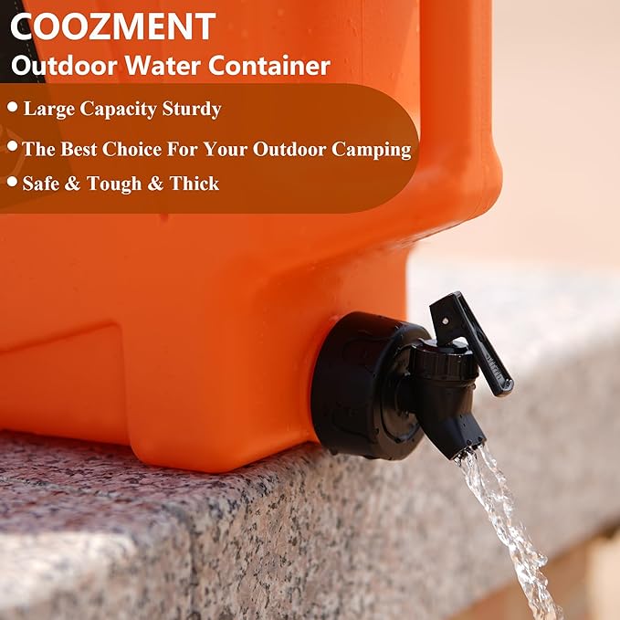 COOZMENT 3.2 Gallon/5 Gallon Water Containers with Spigot, BPA Free Water Jug, Military Green Water Tank, Multifunction Water Storage Containers for Camping Outdoor Hiking,Emergency Stroage