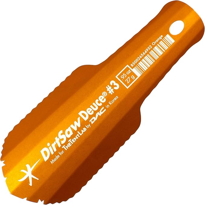 TheTentLab DirtSaw® Deuce #3 - .97 oz Ultralight Backpacking Trowel, Color: Orange