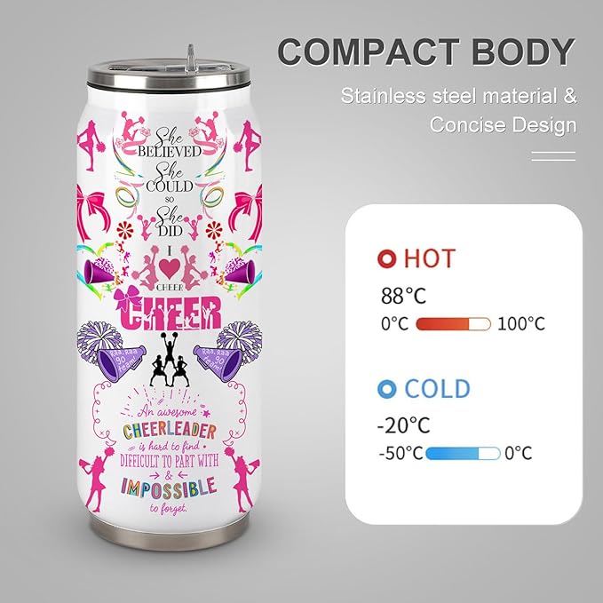 Cheerleader Tumbler Cup,Cheer Gifts For Girls Women,Cheerleading Mug,Cheerleading Gift for Girls Teen Birthday for Cheer Coach Friend Besties Stainless Steel Tumblers 17oz