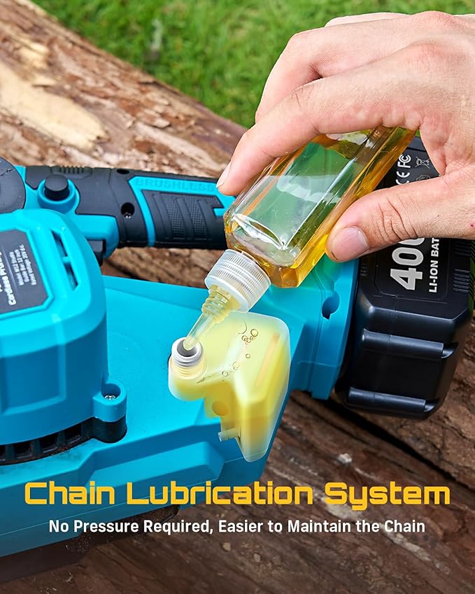 SEESII Electric Chainsaw Cordless 12-inch, Handheld Chain Saws with 2 x 4.0Ah Battery, Tree Saw with Tool-free Chain Tension, Auto Oiling for Wood Cutting Trimming Branch