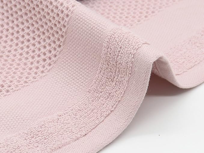 Mia'sDream Cotton Waffle Weave Hand Face Head Towel, Kitchen Tea Dish Washcloths, Soft Absorbent Bath Guest Gym, 13x28 Inch, 3 Pack (Pink)