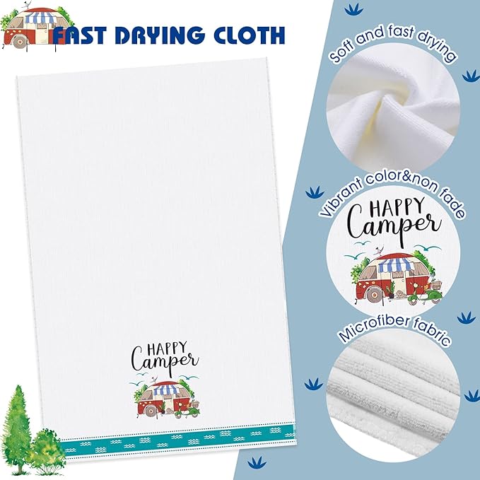 CHENGU 4 Pcs Camping Dish Towel Pot Holder Oven Mitt Gifts Camping Must Have Accessories Essentials Making Memories One Campsite at a Time RV Kitchen Towel Absorbent Soft Hand Dishcloth
